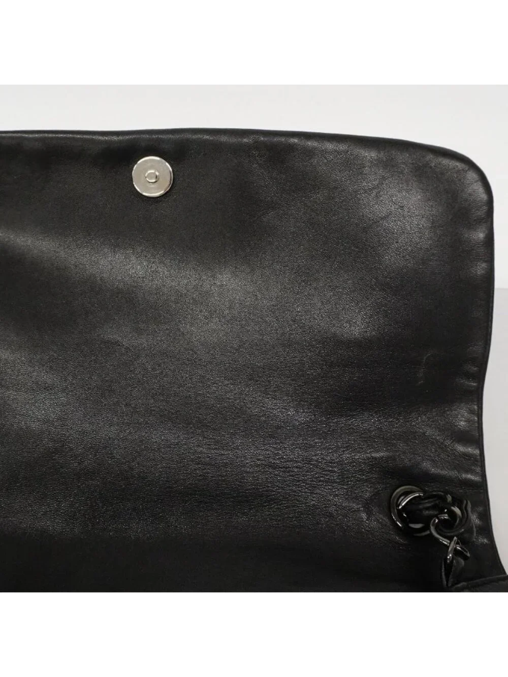 Chanel Shoulder Bag Lambskin Black Silver